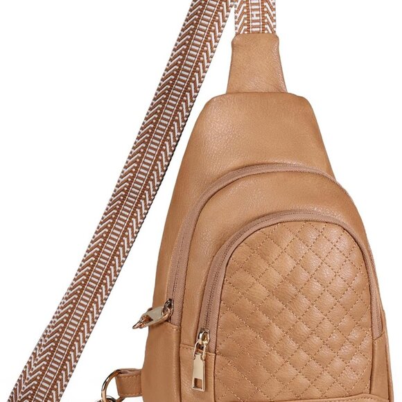 Light Brown Anti-theft Crossbody Sling Handbag for Stylish Women - 6.7x3.5x9.5" - Picture 1 of 7